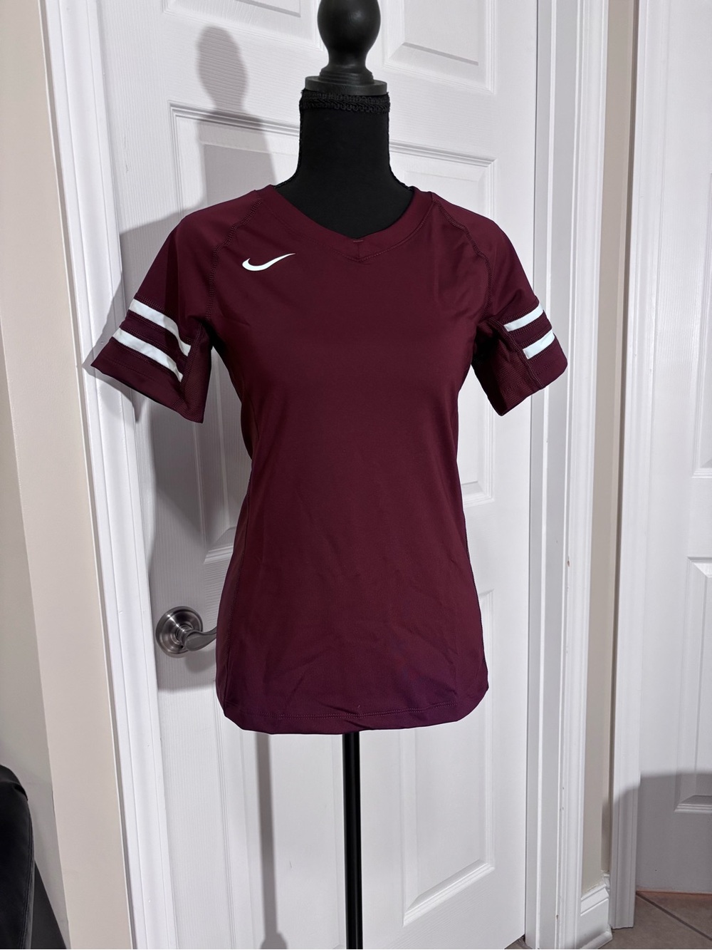 Nike Women's Maroon Jersey with White Stripes
